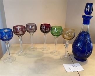 Bohemian Cut to Clear Decanter Glasses