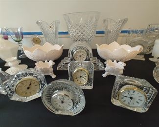Jeanette, Lombardi Pink, Shell Pink Milk Glass Footed
Crystal clocks