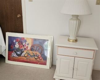 Hand Painted Dresser with Mirror and Matching Night Stand