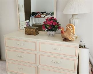 Hand Painted Dresser with Mirror and Matching Night Stand