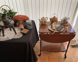 TEA CART AND TEA POTS