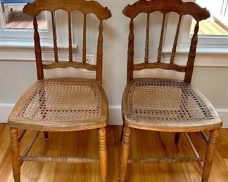 (2) Vintage Caned Chairs