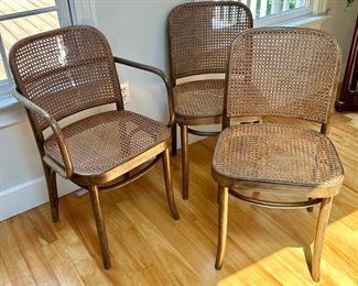 (3) Vintage Caned Bentwood Chairs 