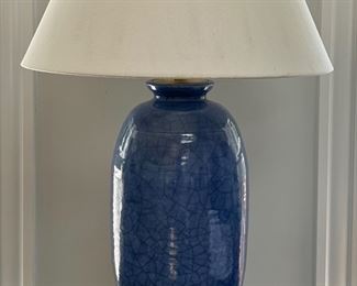 Crackle Glass Pottery Lamp (blue)