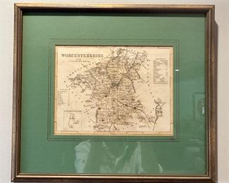 Hand Colored Worcestershire Map