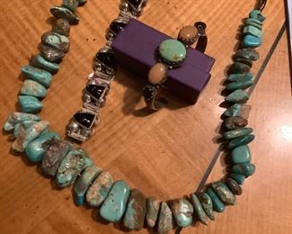 Lg chunky turquoise and sterling bracelets 
