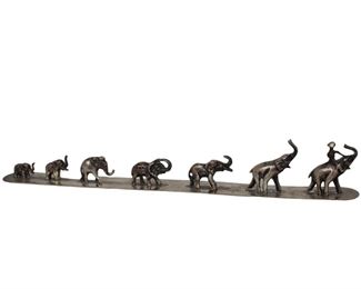 Silver Elephant Parade Stamped 900