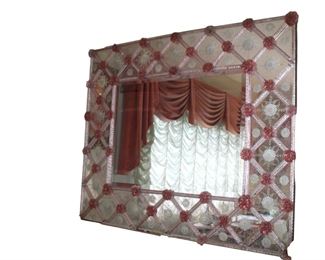 Venetian Glass Mirror with Murano Glass Florets