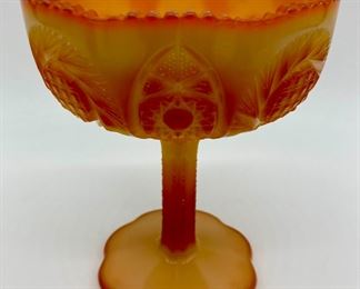 Vintage Kemple "Sunburst" slag glass compote