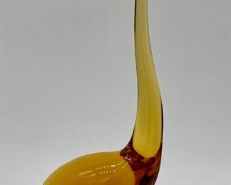 Vintage Viking glass Epic Egret 11" amber