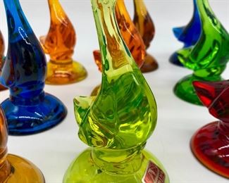 Vintage Viking glass Epic 5" ducks - ruby, avocado, amber, bluenique, persimmon, lime (uranium)