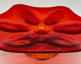 Vintage Viking glass 6 petal Amberina Art glass