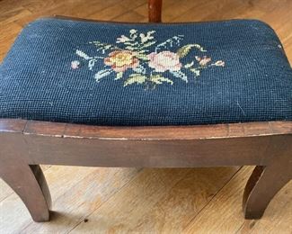 Antique needlepoint foot rest