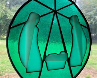 Stained glass Nativity scene