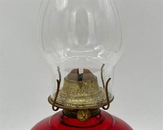 Vintage ruby oil lamp