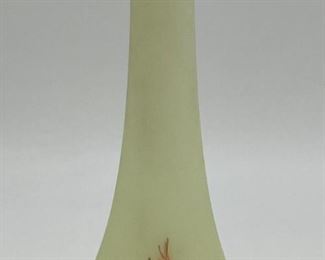 Vintage Fenton Burmese (uranium) rose bud vase signed Kay Cunningham