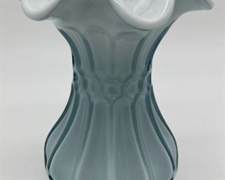 Vintage Fenton Flute & Dot overlay vase