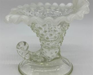 Vintage Fenton hobnail French opalescent cornucopia