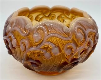 Vintage Fenton "Lily of the Valley" cameo opalescent rose bowl