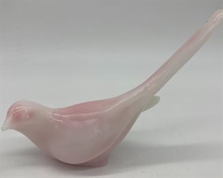 Vintage Fenton Rosalene glass long tail bird