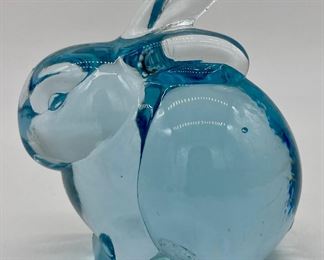 Vintage Fenton blue glass rabbit