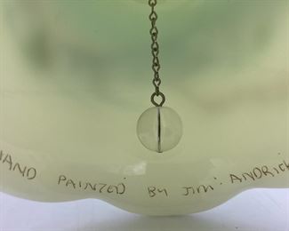 Vintage Fenton Custard uranium glass 1980 sleigh bell signed Jim Andrick