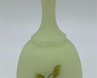 Vintage Fenton custard uranium glass bell 1980 Mother's Day signed Sherry Stevens