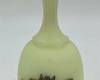 Vintage Fenton custard uranium glass bell 1983 Mother's Day signed Susan Bryan