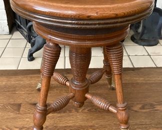 Antique oak claw & ball stool