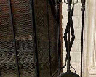 Cast iron fireplace tool set