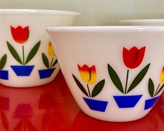 Fire King Tulip mixing bowls set