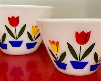 Fire King Tulip mixing bowls set