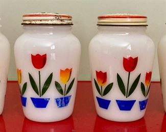 Fire King Tulip salt and pepper shakers