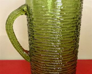 Vintage Anchor Hocking avocado Soreno pitcher and tumblers