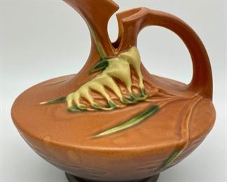 Vintage Roseville 19-6 Freesia brown ewer