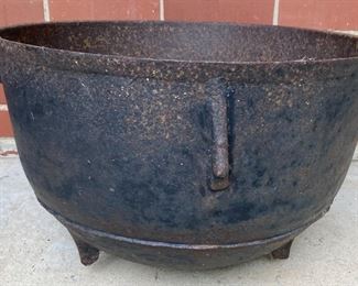 Antique large cast iron cauldron