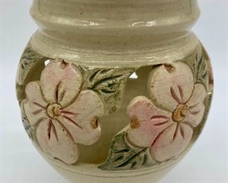 Covered Bridge Pottery dogwood candle vase