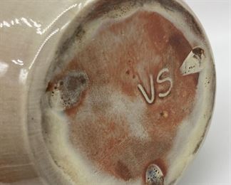 Signed "VS" pottery pitcher