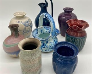 Assorted pottery including Fork Creek Mill, Oakland, McNeills, DK Clay, Sylvia Coppola, JB Callow, Potluck Pottery, Laura Teague