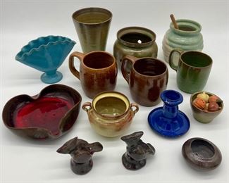 Assorted unsigned pottery, Lufkin Pottery