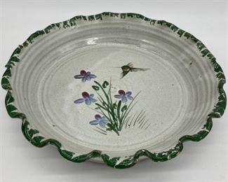 Owens Pottery "Original" hummingbird ruffle rim pie plate