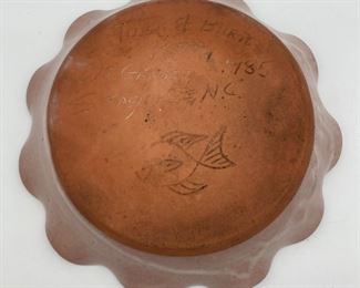 1985 Turn & Burn Pottery signed DB Garner ruffle rim pie plate