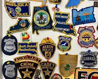 Vintage auto racing and law enforcement patches