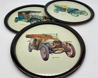 Vintage metal antique auto metal trays