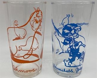 Vintage 1949 Al Capp Li'l Abner series drinking glasses