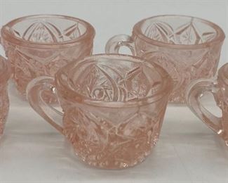 Vintage Imperial Glass "Whirling Star" miniature punch bowl with six cups