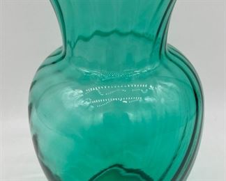 Vintage teal swirl glass vase