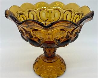 Vintage Smith Glass "Moon and Star" amber compote