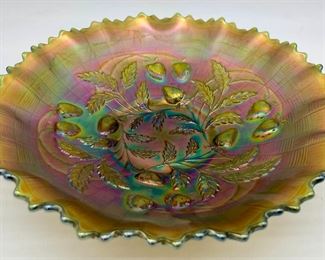 Vintage Northwood carnival glass "Strawberry" bowl
