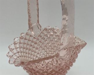 Vintage Westmoreland English pink hobnail basket